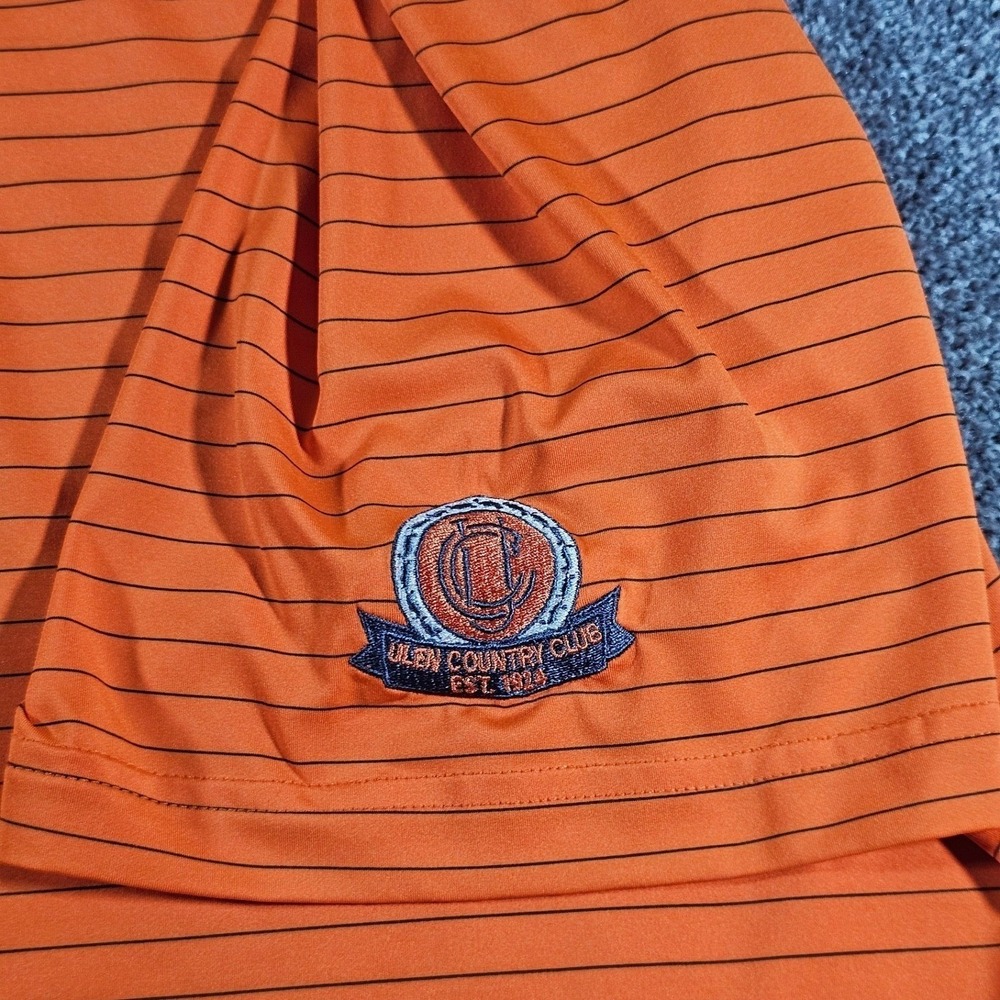 FootJoy(FJ) Polo Shirt Mens L Orange Striped Ulen Country Club Golf Performance - Picture 11 of 13